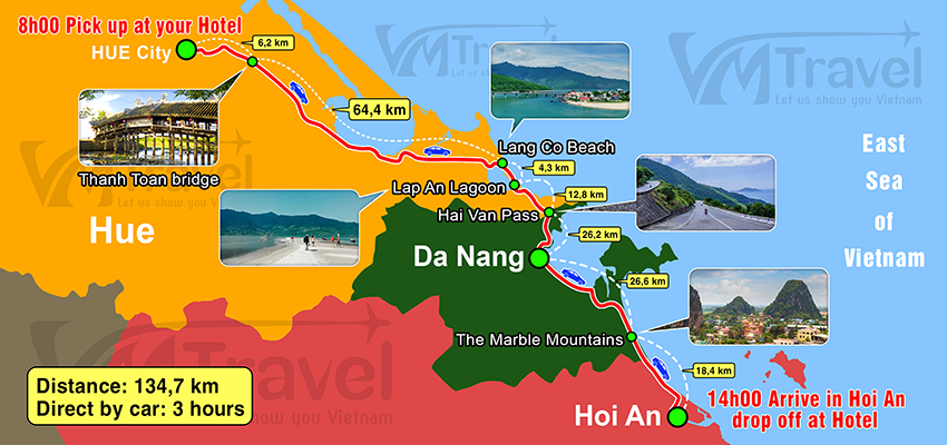 map hue to hoi an by bus